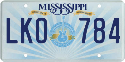 MS license plate LKO784