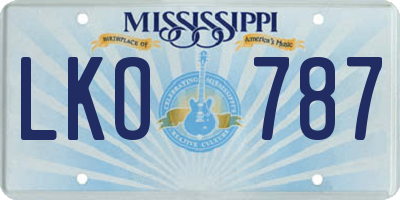 MS license plate LKO787