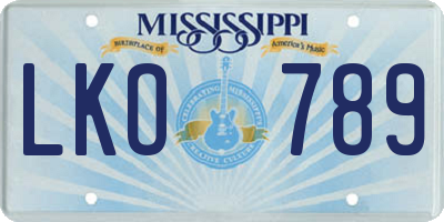 MS license plate LKO789