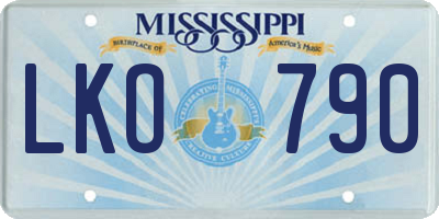 MS license plate LKO790