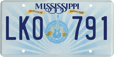 MS license plate LKO791