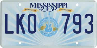 MS license plate LKO793