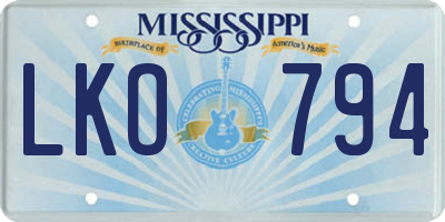 MS license plate LKO794