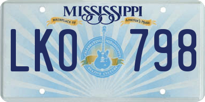 MS license plate LKO798