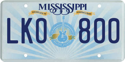MS license plate LKO800