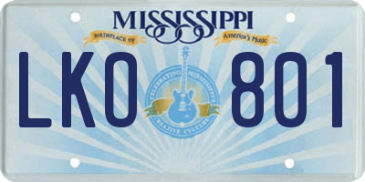 MS license plate LKO801