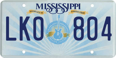 MS license plate LKO804
