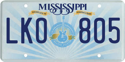 MS license plate LKO805