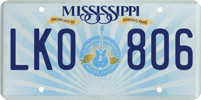 MS license plate LKO806