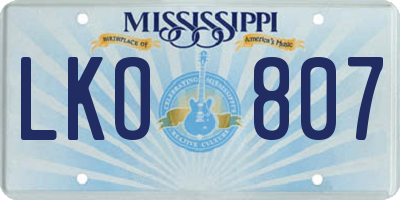 MS license plate LKO807