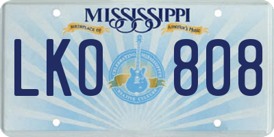 MS license plate LKO808