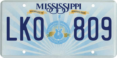 MS license plate LKO809