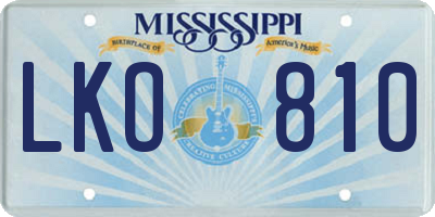 MS license plate LKO810