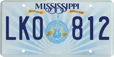 MS license plate LKO812
