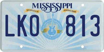 MS license plate LKO813