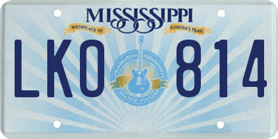 MS license plate LKO814