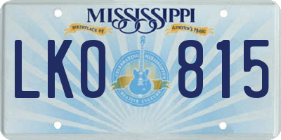 MS license plate LKO815