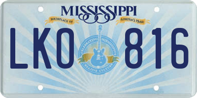 MS license plate LKO816