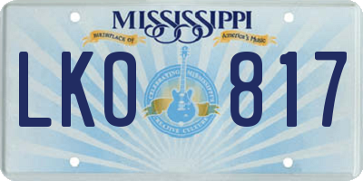 MS license plate LKO817