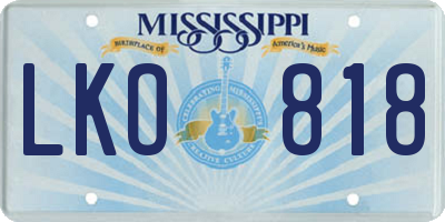 MS license plate LKO818