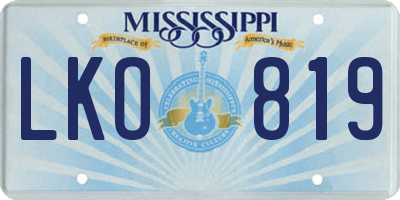 MS license plate LKO819