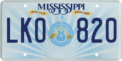 MS license plate LKO820