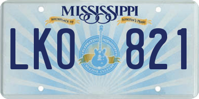 MS license plate LKO821