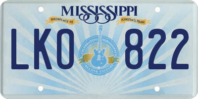 MS license plate LKO822