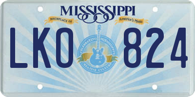 MS license plate LKO824