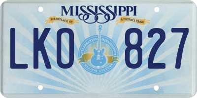 MS license plate LKO827