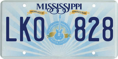 MS license plate LKO828
