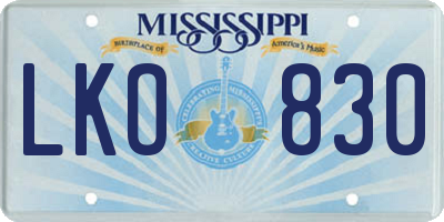 MS license plate LKO830
