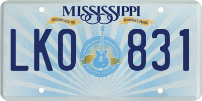 MS license plate LKO831