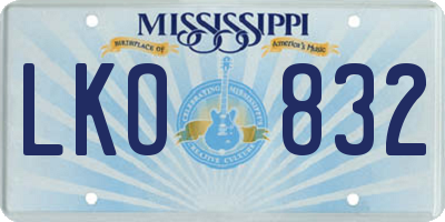 MS license plate LKO832