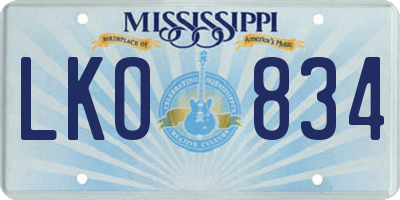 MS license plate LKO834