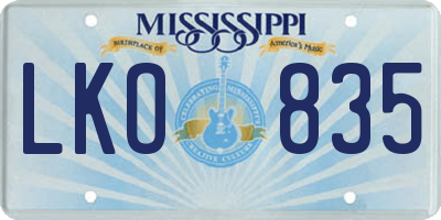 MS license plate LKO835