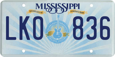 MS license plate LKO836