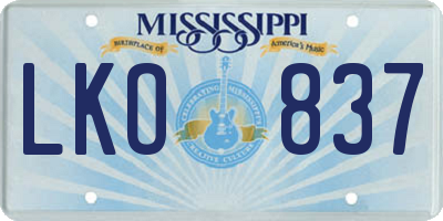 MS license plate LKO837