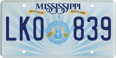MS license plate LKO839