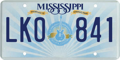 MS license plate LKO841