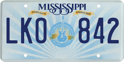 MS license plate LKO842