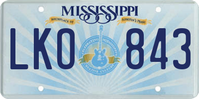 MS license plate LKO843