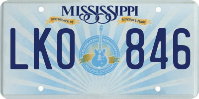 MS license plate LKO846