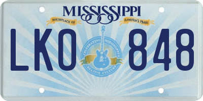 MS license plate LKO848