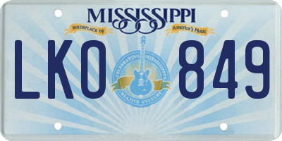 MS license plate LKO849