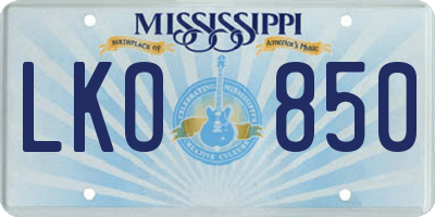 MS license plate LKO850
