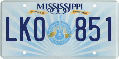 MS license plate LKO851