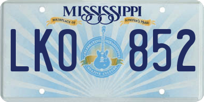 MS license plate LKO852