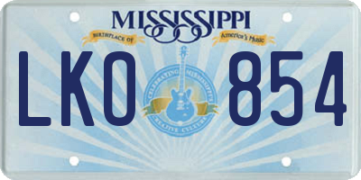 MS license plate LKO854