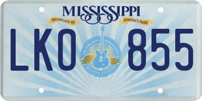 MS license plate LKO855